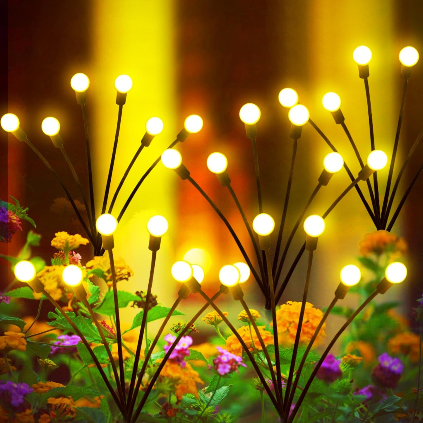 AAOVEFOX Solar Garden Lights, 2 Pack, Warm White, Waterproof, Swaying Firefly Lights for Outdoor Decorations