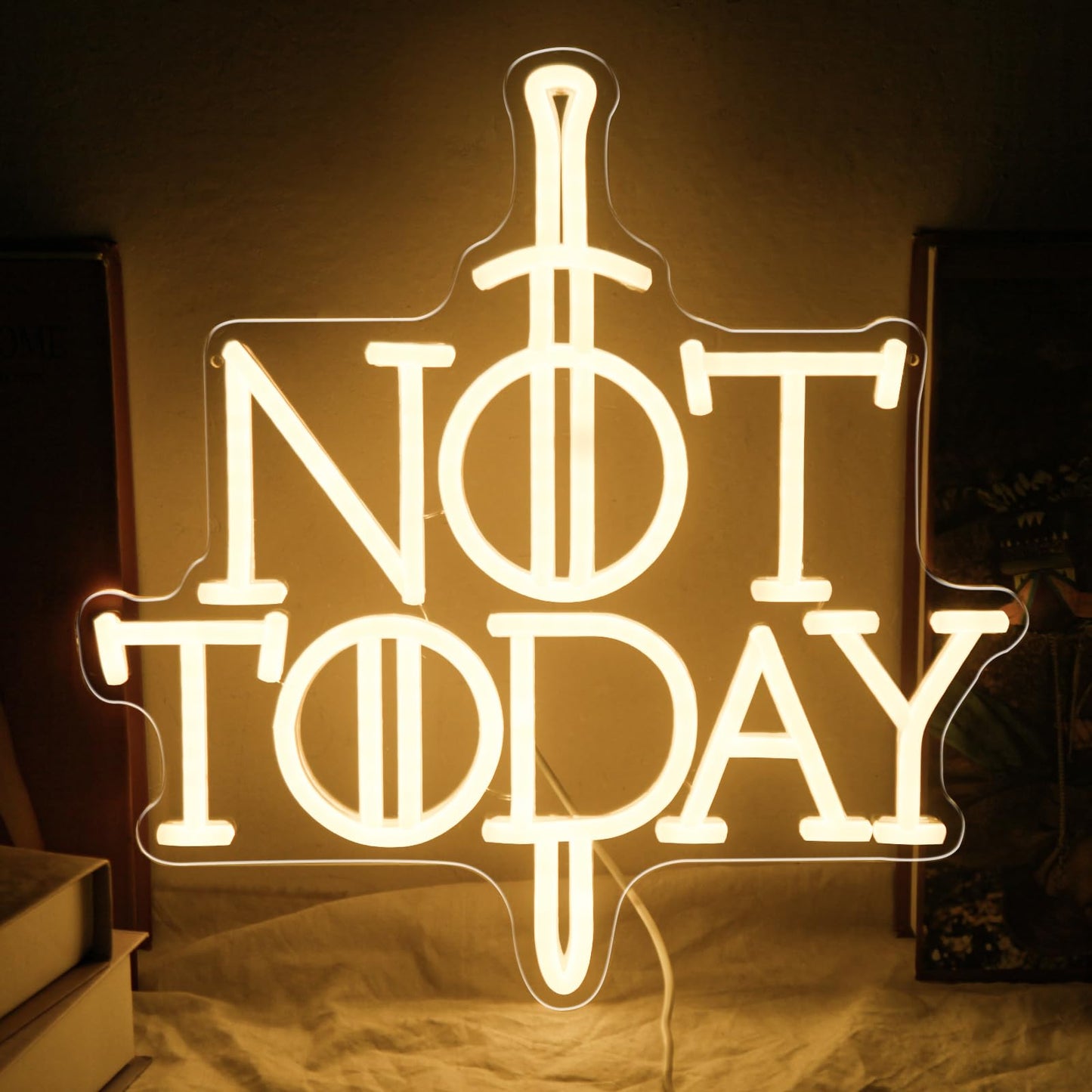 Not Today Neon Sign Sword Neon Light For Wall Decor Anime Game Led Sign Kids Gift Bedroom Party Dorm For Man Cave Living Room Christmas Party
