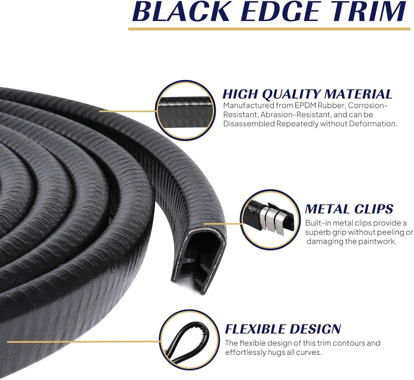 Edge Trim Black U-Channel Rubber Trim Edge with Metal 1/2" X 3/8" - Fit Gap 3/64" to1/4 Car Door Edge Sealing Strip, PVC Weather Stripping with Steel, Metal Edge Protector, 26FT