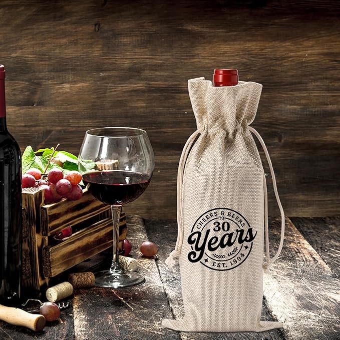 YUANHAO 30th Birthday Wine Bag, 30th Birthday Gifts for Her Him, 30th Birthday Decorations for Her, Cheers And Beers to 30 Years Wine Bag