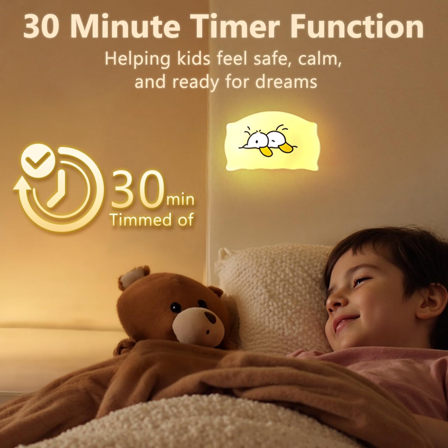 Dealswin Night Light For Kids  Led Squishy Ultra-Soft Cute Light Up Duck Magnetic Base  Dimmable Nursery Nightlight Gifts For Baby Room Decor  Rechargeable Bedside Touch Lamp For Breastfeeding
