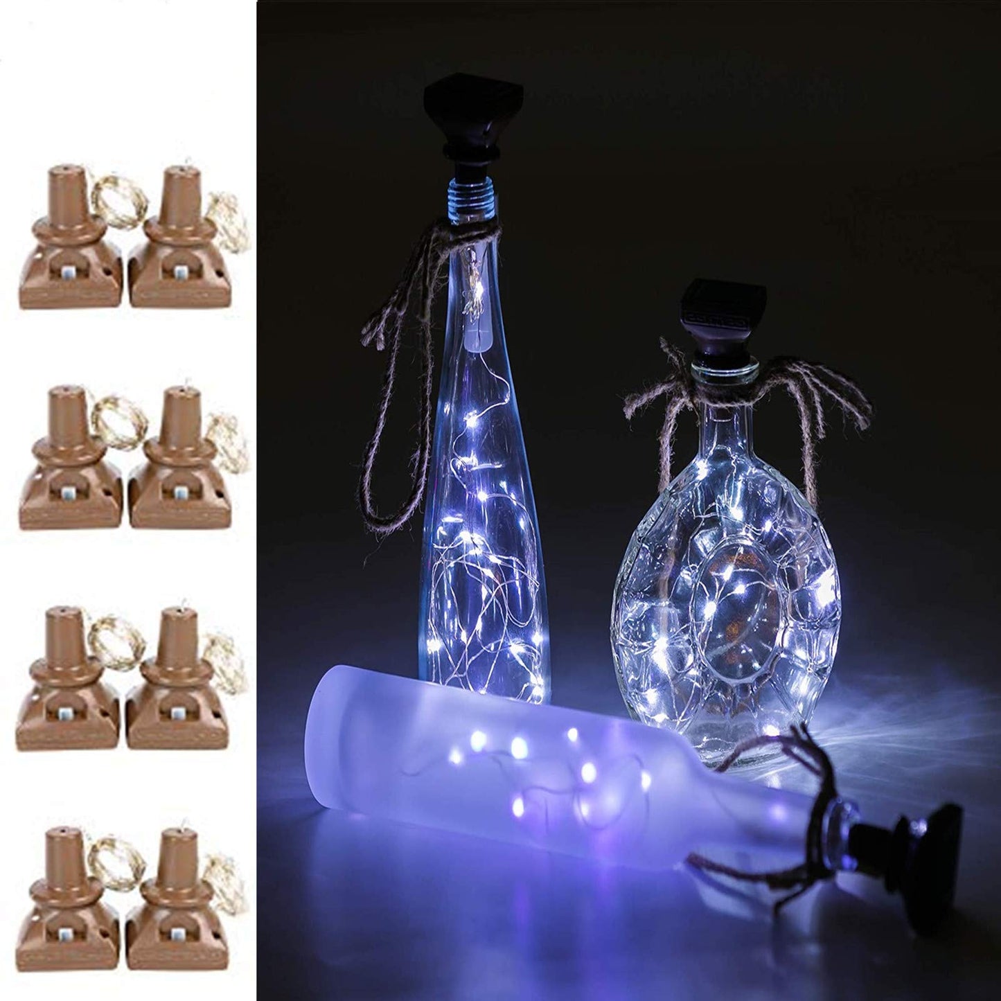 ZNYCYE Solar Wine Bottle Lights, 20 LED Waterproof Fairy Lights, 8 Pack, Cool White