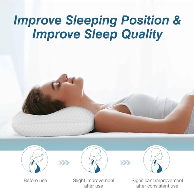 Sweetcrispy Memory Foam Pillow, Standard Size Pillows for Sleeping, Bed Pillow Soft and Comfortable, Cooling Hotel Pillow for Side Sleeper, Removable, Machine Washable Cover, 2 Pack