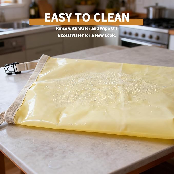 Reusable Beeswax Bread Bags with Bread Knife, 13x17'' Beeswax Bread Bags for Sourdough, Fruits, Vegetables (Natural)