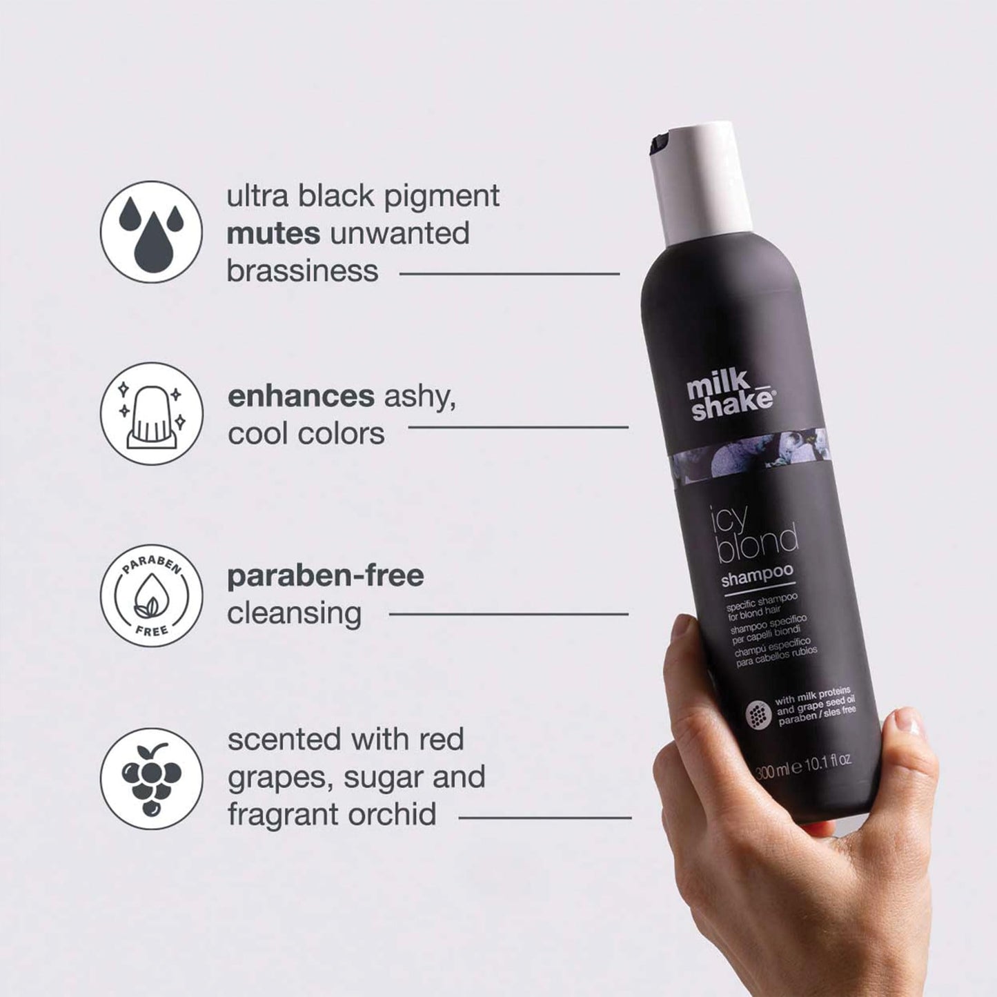 milk_shake icy blond shampoo | sulfate-free toning shampoo with black pigment to cool brassy tones and enhance platinum blonde h