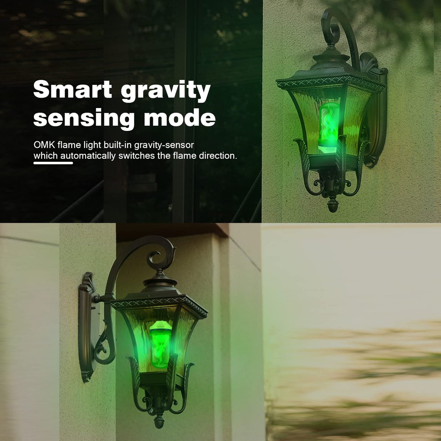 Omk Led Flame Effect Light Bulbs - 4 Modes Green - Indoor/Outdoor Christmas Decorations - 2 Pack - Model Fl96 - Abs Material