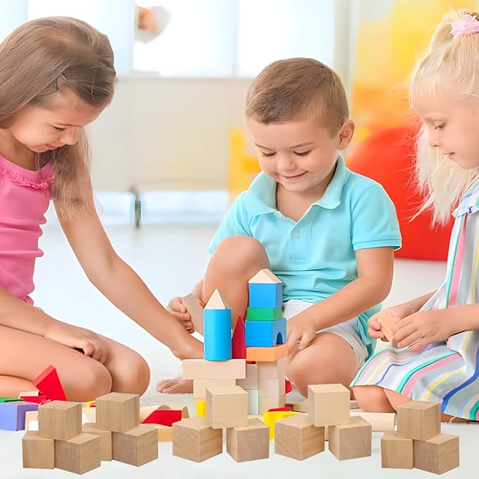 52 PCS Premium 2 Inch Wooden Cubes, Natural Pine Wood Cubes for Crafts, Wood Blocks Ready for Artistic DIY Projects-Unleash Creativity with Blank Wood Blocks