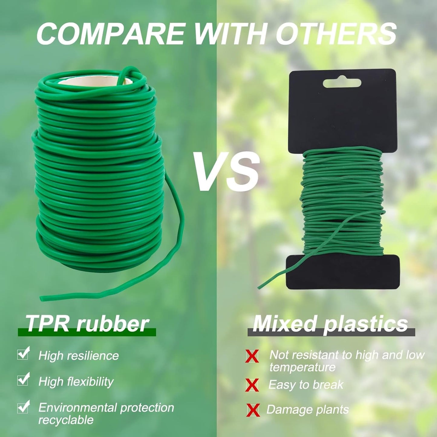 Decoroca Soft Plant Ties for Support - 65.6' Reusable Waterproof Plant Wire, 3.5mm Garden Twist, for Indoor & Outdoor Plants and Home Organizing（1pc/Green）