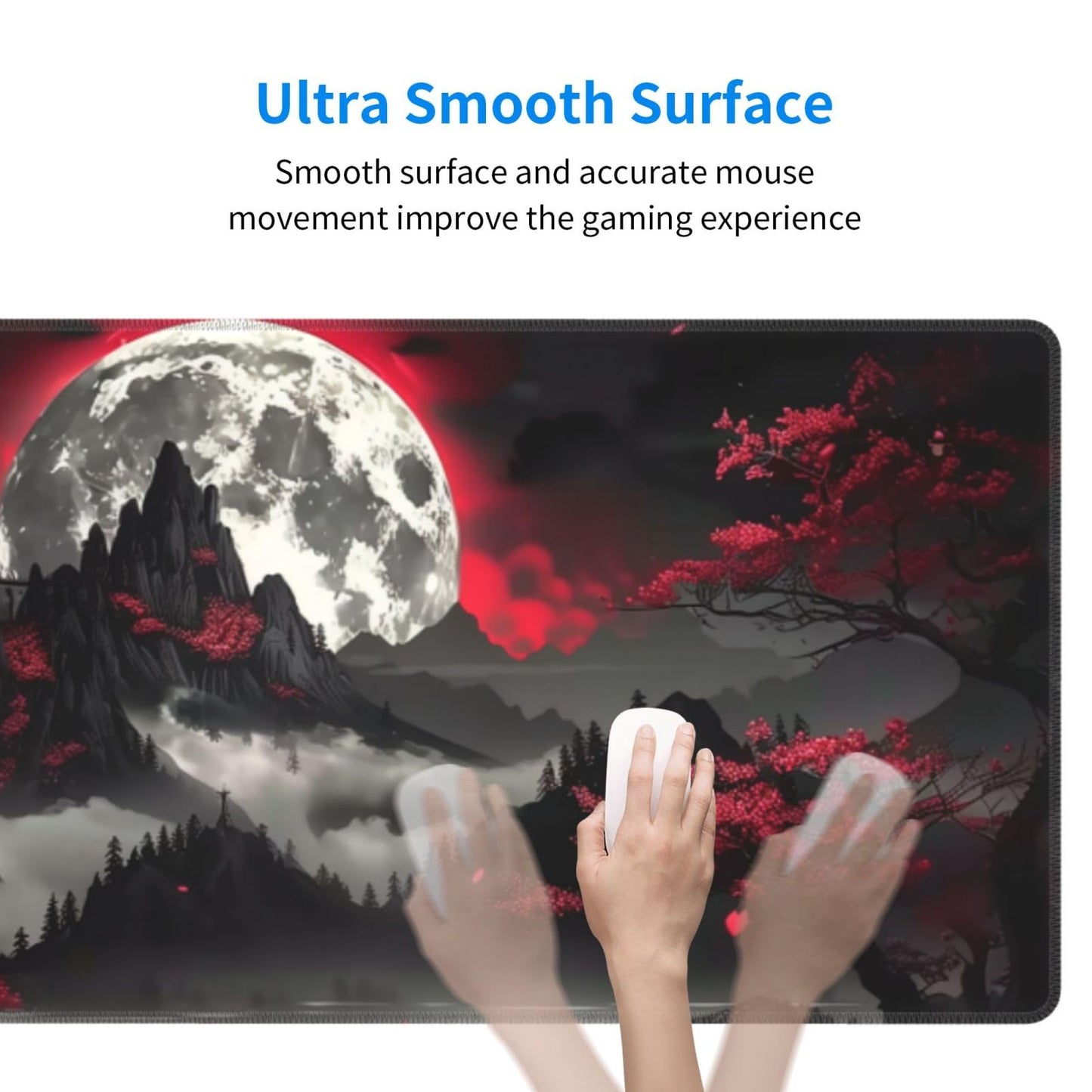 Extended Gaming Mouse Pad, Large Gaming Mouse Waterproof with Stitched Edges, Non-Slip Desktop Pad for Home and Office, Level Up Your 31.5x11.8 Inch… (Dark Night)