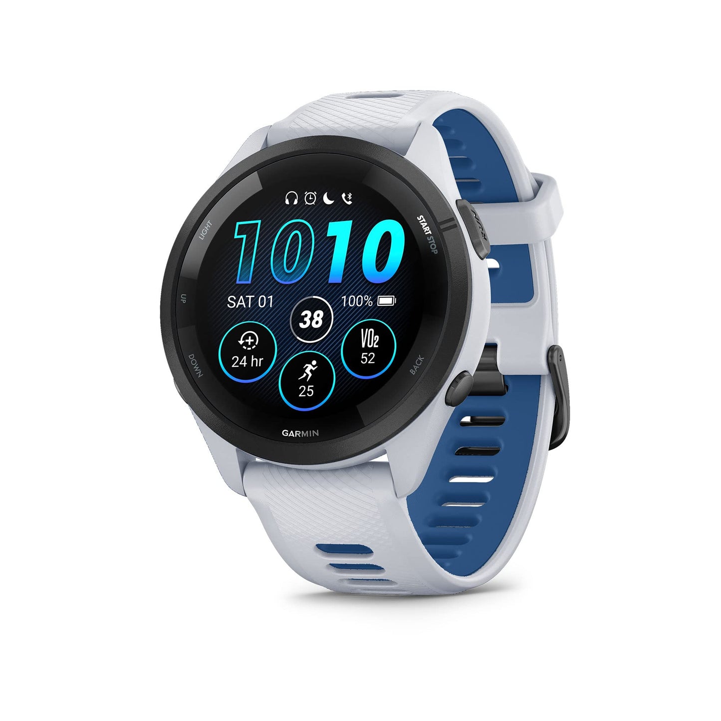 Garmin Forerunner 265 Running Smartwatch, Colorful AMOLED Display, Training Metrics and Recovery Insights, Whitestone and Tidal Blue (Renewed)