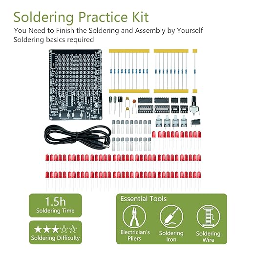 YYSOLDER 2pcs Soldering Practice kit led Soldering kit DIY Electronic Kits Electronic kit Adult STEM Teaching and Learning Education