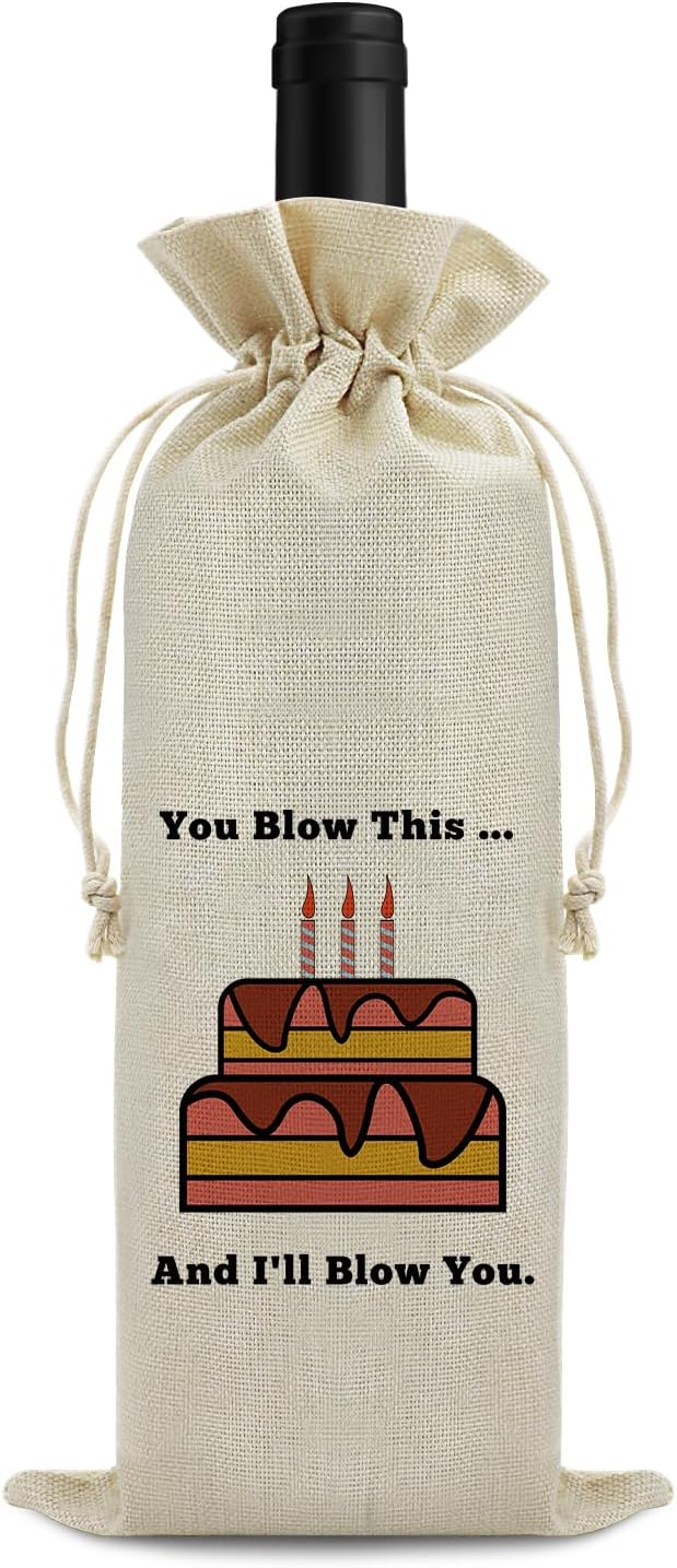 Funny Birthday Gift for Women Wine Bag Birthday Gift Ideas Wine Bag for Men Friend Boss Coworker Teacher Mom Dad Birthday Party Decoration Wine Bag Gifts Pairs Well with Celebrating Birthday Wine Bag