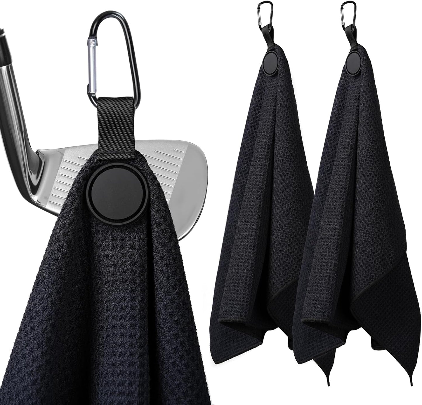 Magnetic Golf Towel, 23.6"x15.7" Golf Cleaning Towel, Premium Ultra-Absorbent Microfiber Golf Towel for Golf Bags, Carts and Clubs, Waffle Weave Pattern