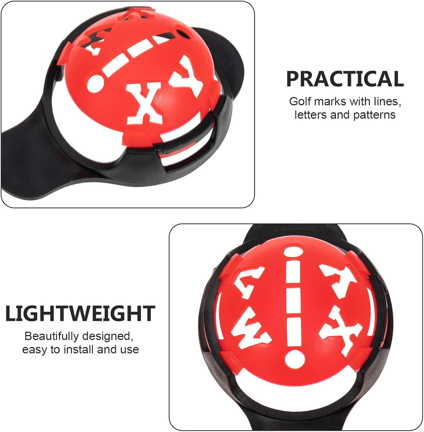 Golf Ball Line Maker with Multiple Pattern Stencils for Accurate Alignment and Swing Marking Use Golf Accessories for Outdoor Courses Includes Black and Red Markers