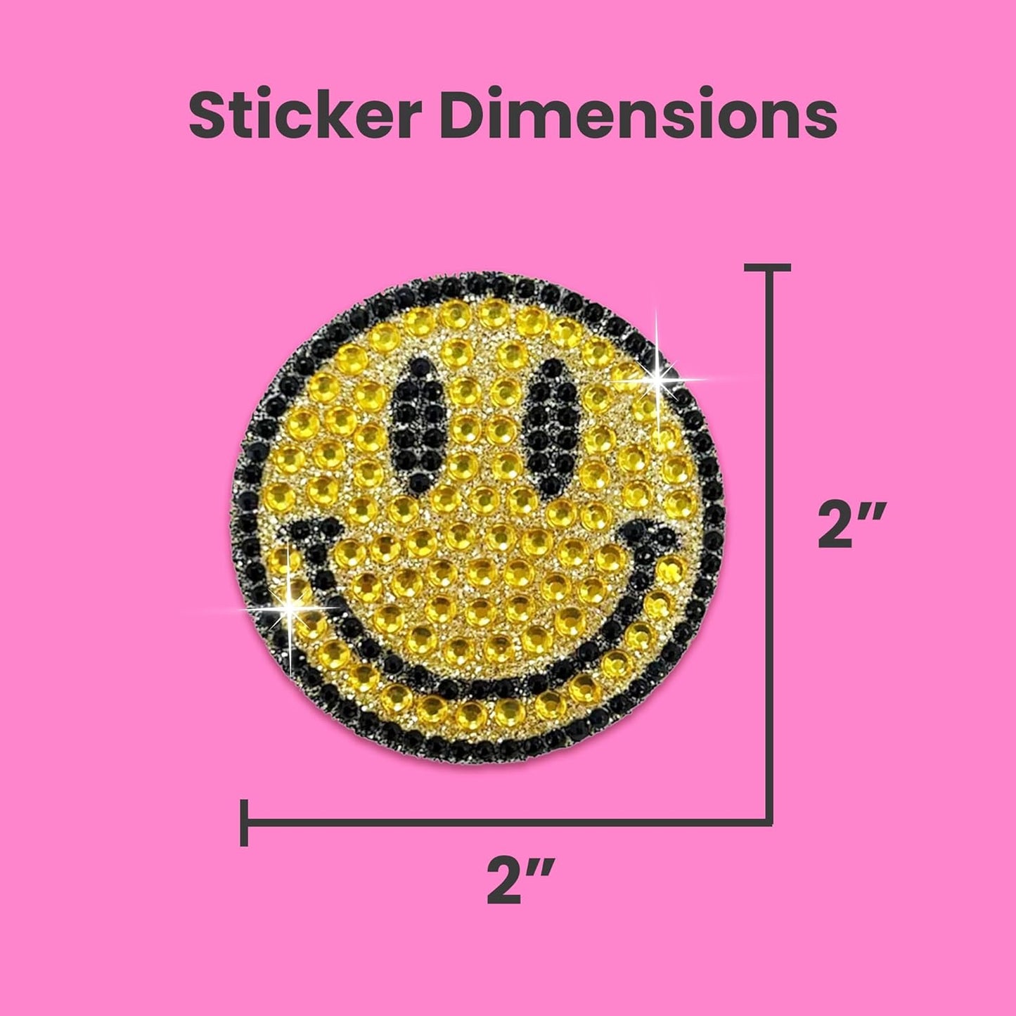 StickerBeans® Rhinestone Stickers - Yellow Spirit 4-Pack, 2” x 2” Each, Unique Sparkly Cut-to-Shape for Collecting, Trading, Decorating Laptops, Phone Cases, Scrapbooks, for Kids, Teens, & Adults