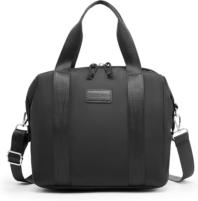 Lunch Bag Women Insulated Cute Lunch bags,Reusable Large Capacity Lunch Box, Leakproof Cooler Bag with Adjustable Shoulder Strap for Men Adult Work Office Picnic Travel Black