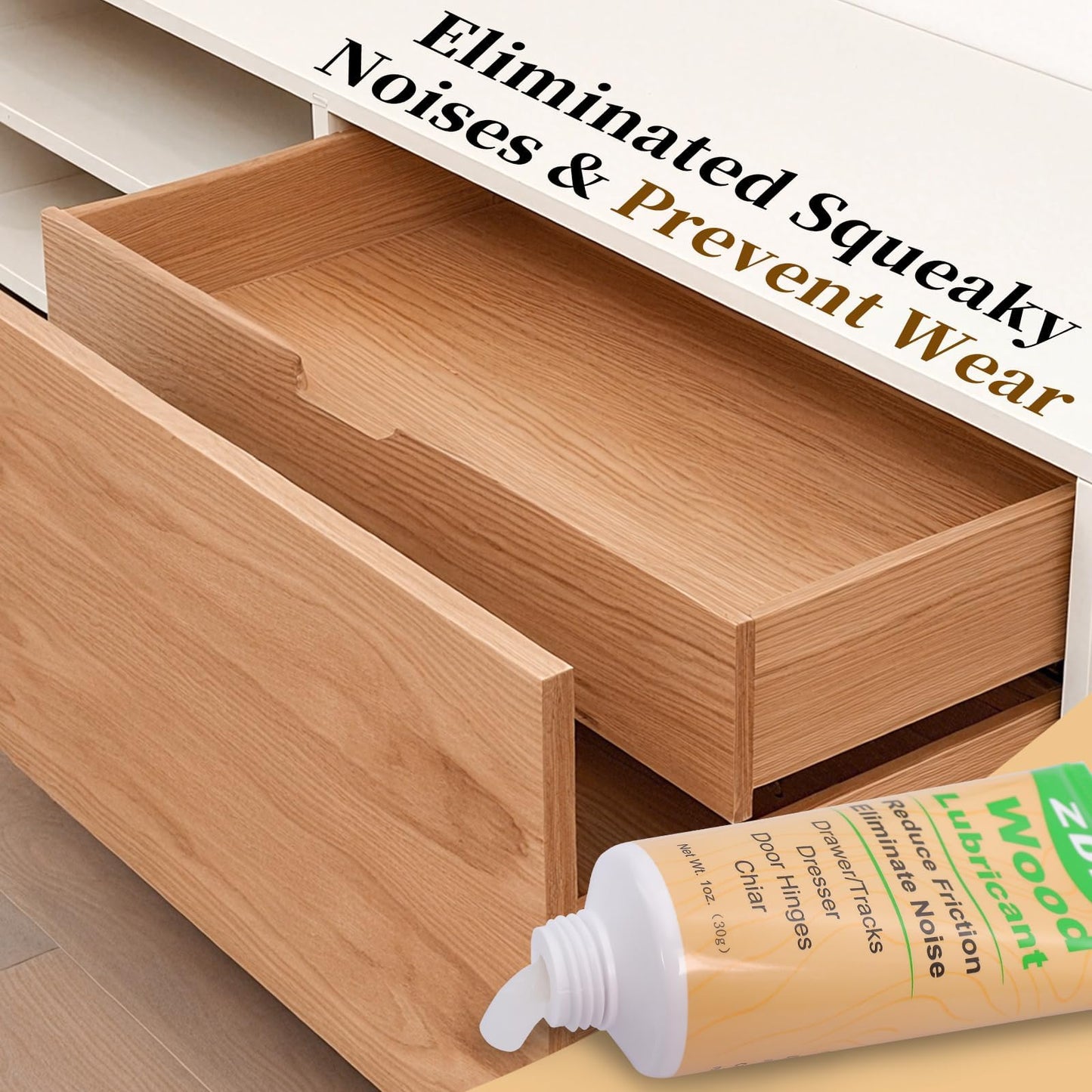 ZDBB Wood Drawer Wax Lubricant Paste Door-Ease Lubricant Wear-Resistant Eliminate Sticking Noise Loosen Drawer Slide Grease for Wood Furniture, Window Track, Sliding Glass Doors, Hinges, 1 oz 1-Pack