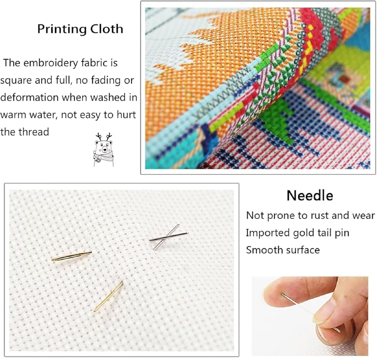 Fanxvivy Stamped Cross Stitch Kits for Adults Beginners Pillow Needlepoint Kit with Embroidery Pattern Needlework Kit Prestamped Stitches Kit 11CT Cross Stitching-Drinking Tea by The Lake 18x18 inch
