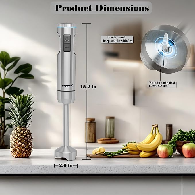 Handheld Immersion Blender, 1000W Powerful 11-in-1 Set for Smoothies,Orange Juicer, Egg Beater, Dough Hook, Vegetable Chopper, Potato Masher