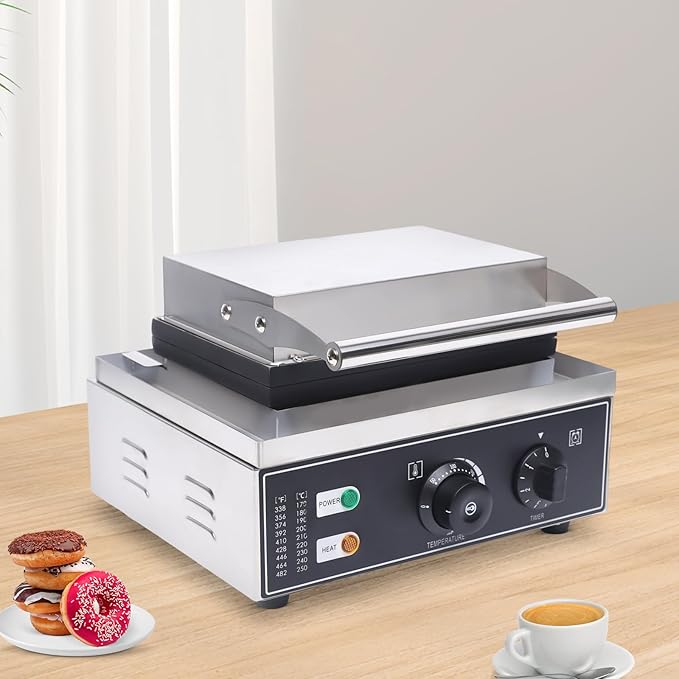 1550W Electric Donut Maker, 12 Hole Nonstick Doughnut Machine Commercial Waffle Maker Crepe Maker for Restaurant Bakeries Family, Temperature Range 122-572℉