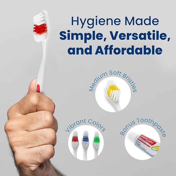 1000 Toothbrushes Bulk Wholesale Quantity Standard Size, Dental Care Toiletries, Medium Soft Bristles, Individually Wrapped, Homeless Care, Disposable Use, Hotels, Travel,