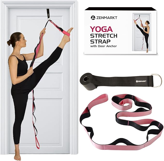 10-Loop Yoga Strap with Door Anchor – Stretch Strap for Flexibility, Deep Stretching, and Improved Balance – Perfect Yoga ...