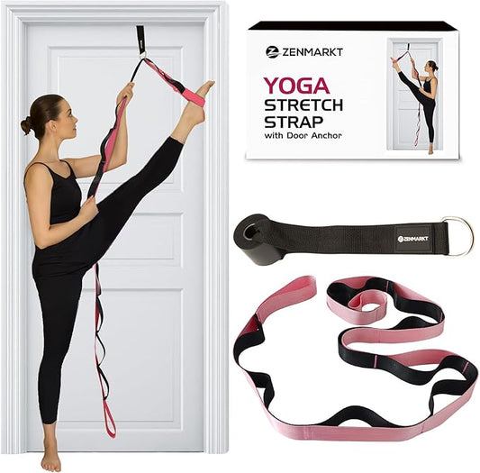 10-Loop Yoga Strap with Door Anchor – Stretch Strap for Flexibility, Deep Stretching, and Improved Balance – Perfect Yoga ...