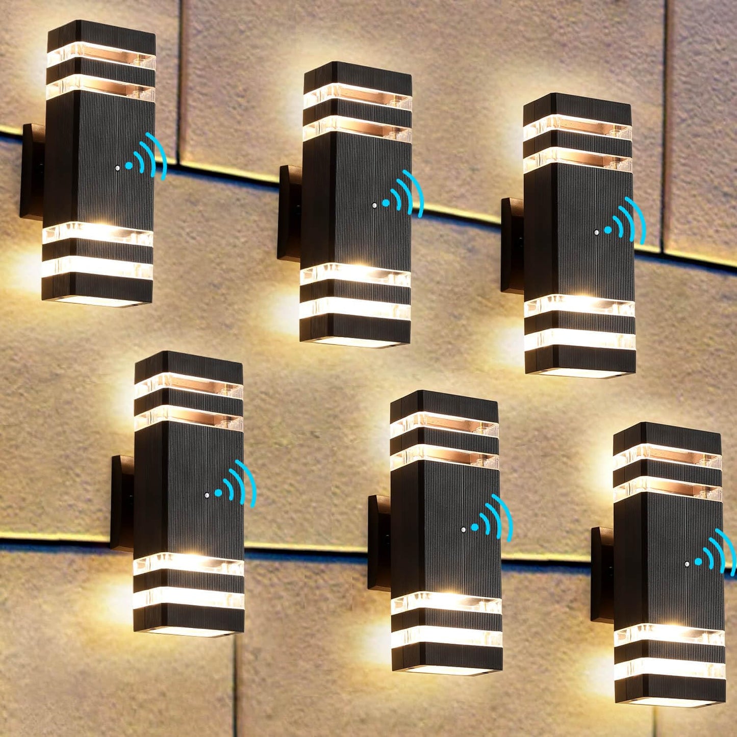Zsmaiku 6 Pack Led Outdoor Wall Lights, 14W Ip65 Waterproof, 3000K 1100Lm, Jet Black, Modern Design For Porch And Garage