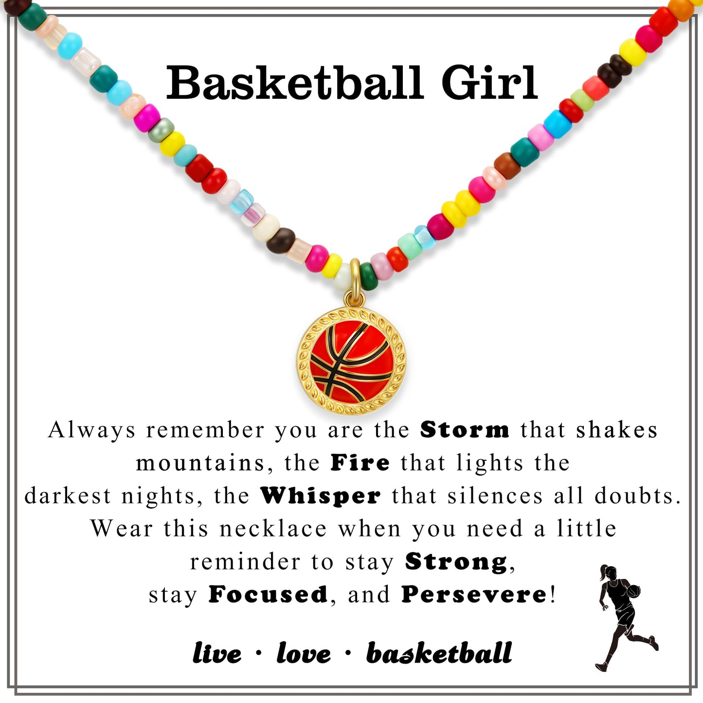 Jesvo Basketball Necklace for Girls Women, Basketball Themed Accessories Stuff Pendant Chain Sport Jewelry Gifts Ideas for Team