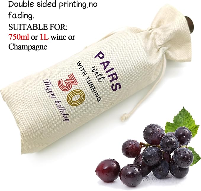 Socive 30th Birthday Gift for Women Men,30th Birthday Wine Bag,1994 Birthday Wine Bag,30 Years Old Birthday Party Decor Gift(30 BIRTHDAY)