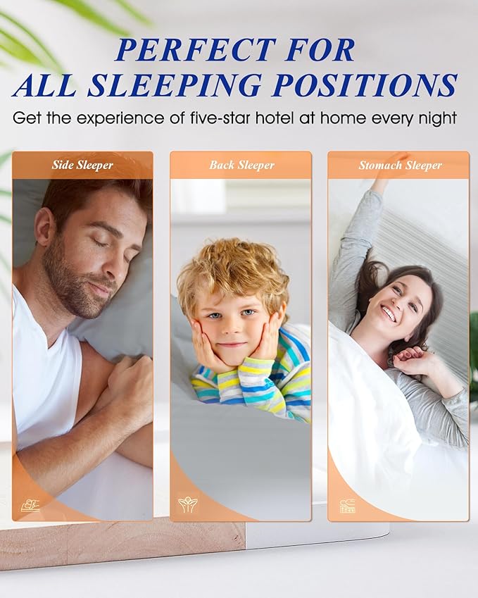 Hotel Pillows for Sleeping Standard Size Set of 2, Soft Down Alternative Pillow for Side, Back or Stomach Sleeper, Light Grey