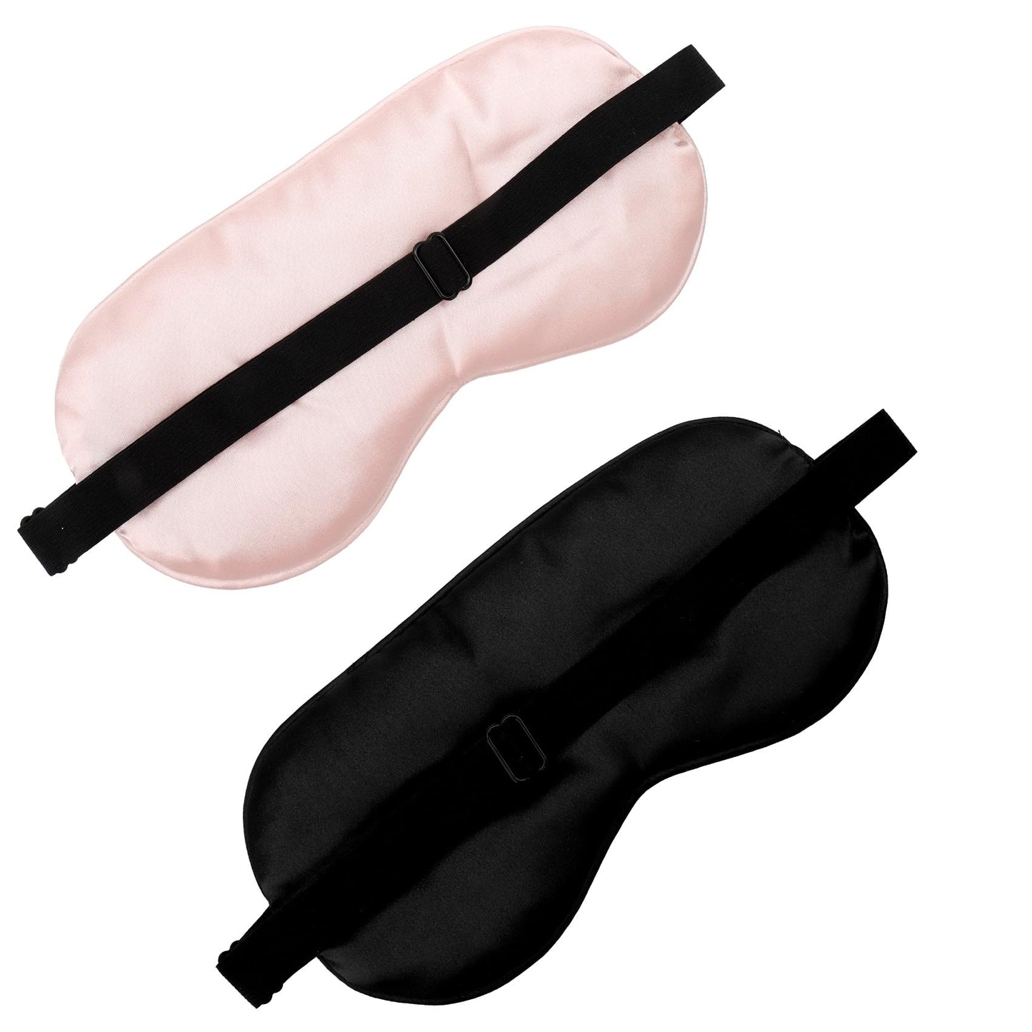 2 PCS Black Pink Satin Sleep Masks, Adjustable Silk Eye Mask for Sleeping, Eye Sleep Shade Cover, Blind Folds Soft Breathable Blindfold for Play Party Games Airplane Travel Essentials Cover Gifts