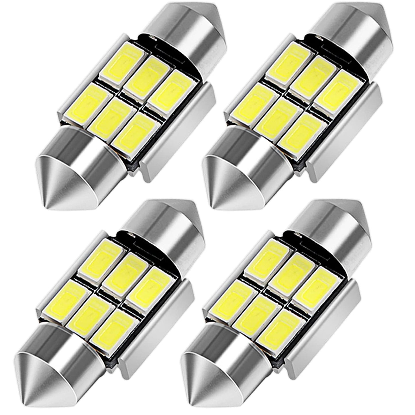 Toribio 31Mm Led Bulbs, 6000K Pure White, Error Free Canbus, 6-Smd 5730 Chipsets, Aluminum, 4Pcs
