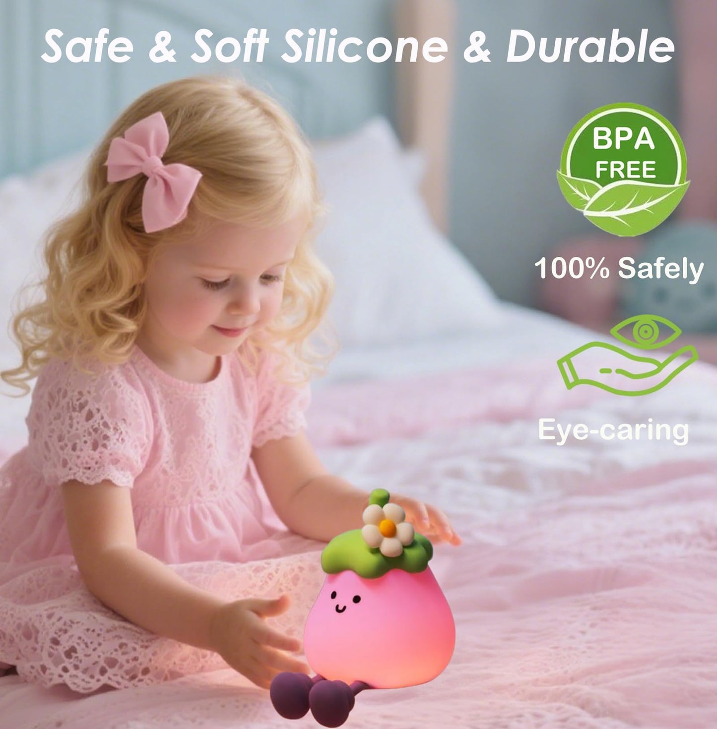 Led Turtle Night Light For Kids  3 Level Dimmable Nightlight 7 Colours Cute Lamps Silicone Squishy Light Up Turtle Rechargeable Bedside Touch Lamp For Bedroom Decor Boys And Girls Gifts (Eggplant)
