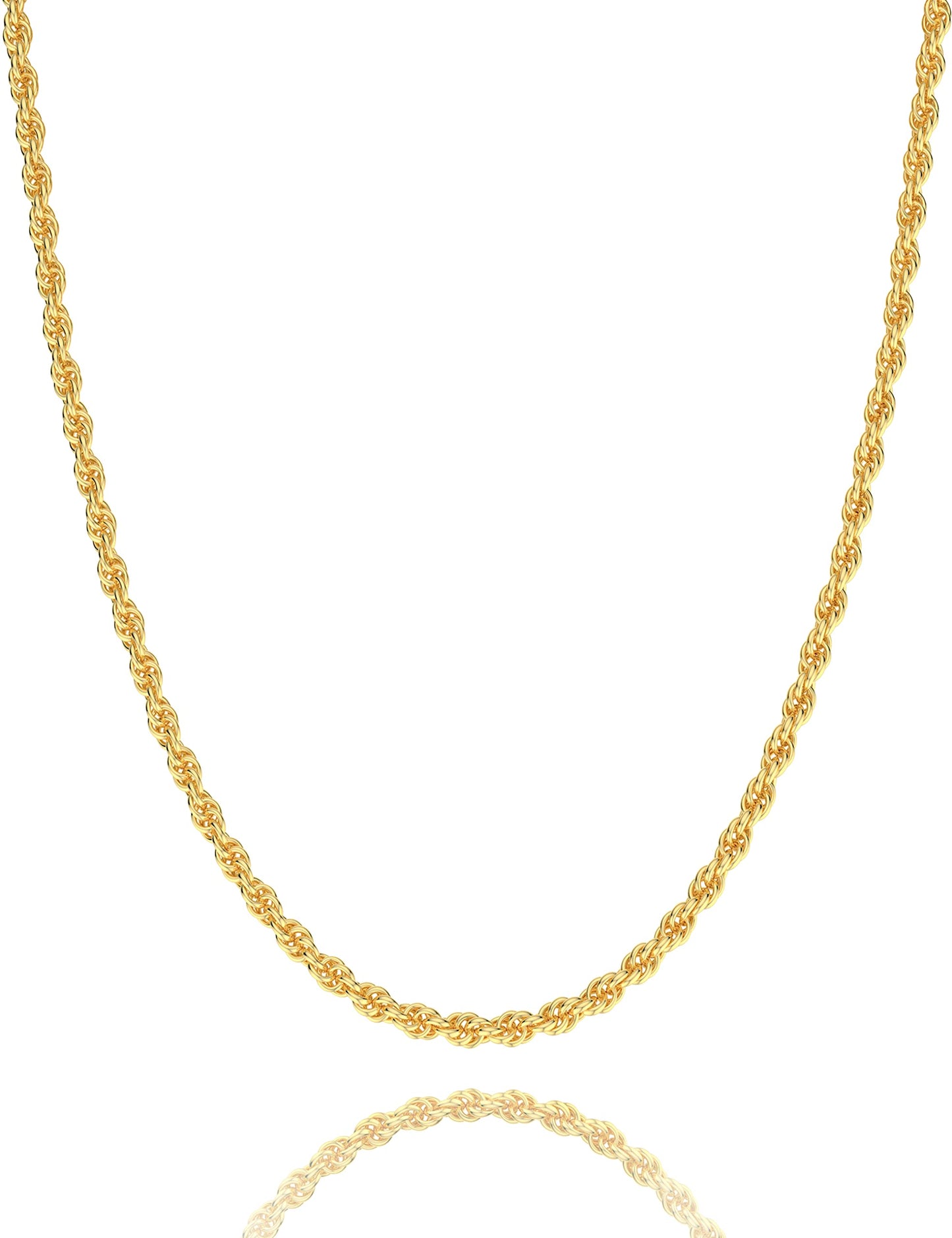 Waitsoul 925 Sterling Silver Rope Chain Lobster Clasp 2mm Gold Plated Chain Necklace for Men Women Necklace Chain 30 Inch