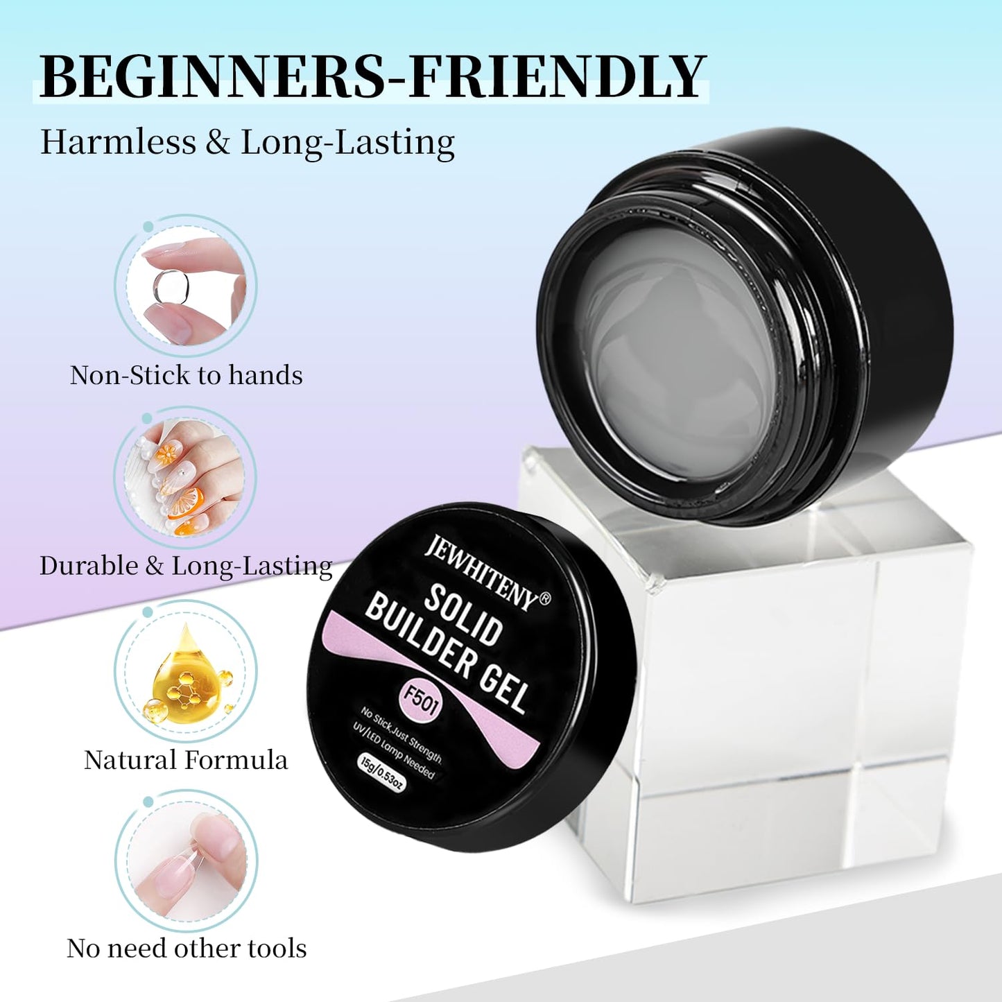 JEWHITENY 12 Colors Non-Sticky Solid Builder Gel Set:Sculpting Gel for 3D Nail Art, Extension & Nails Carving Salon-Quality Buil