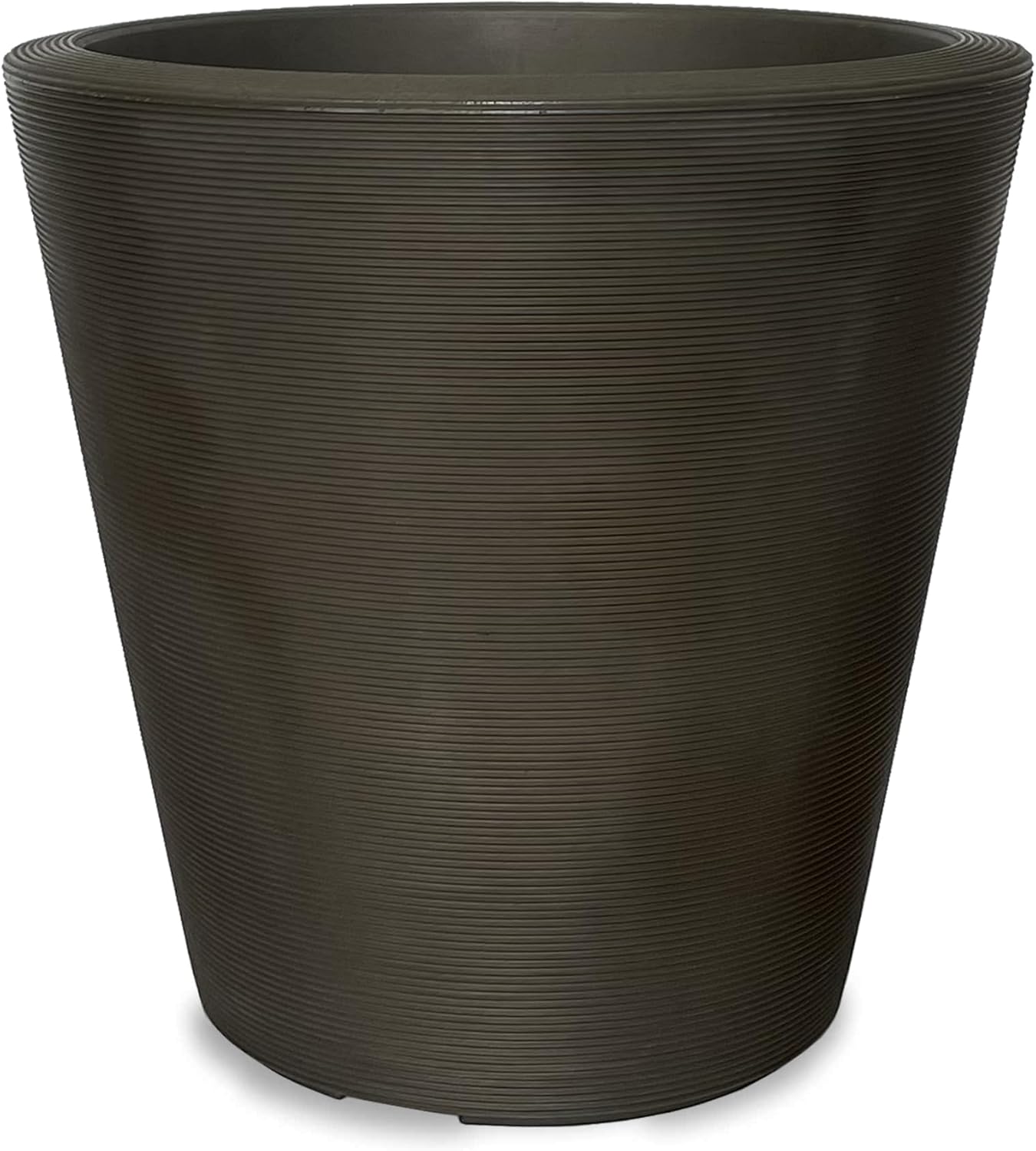 Crescent Garden Madison Planter– Weather-Resistant, Double Walled Indoor/Outdoor Plant Pot with Drain Hole – Durable All-Season Flower Container, 16" W (Old Bronze)