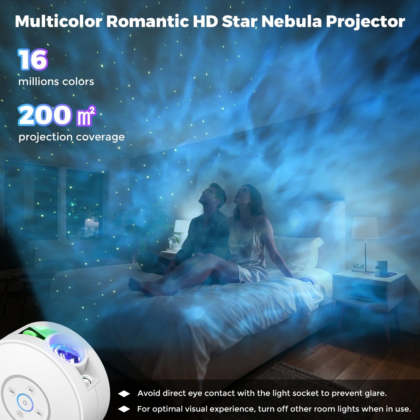 Smart Star Light Projector Galaxy Projector With 6 Projection Slide Smart App & Voice Control Rotatable Galaxy Lamp With 24H Timer And 37 White Noises Cloud Light Gift For Kids Room Decor(White)