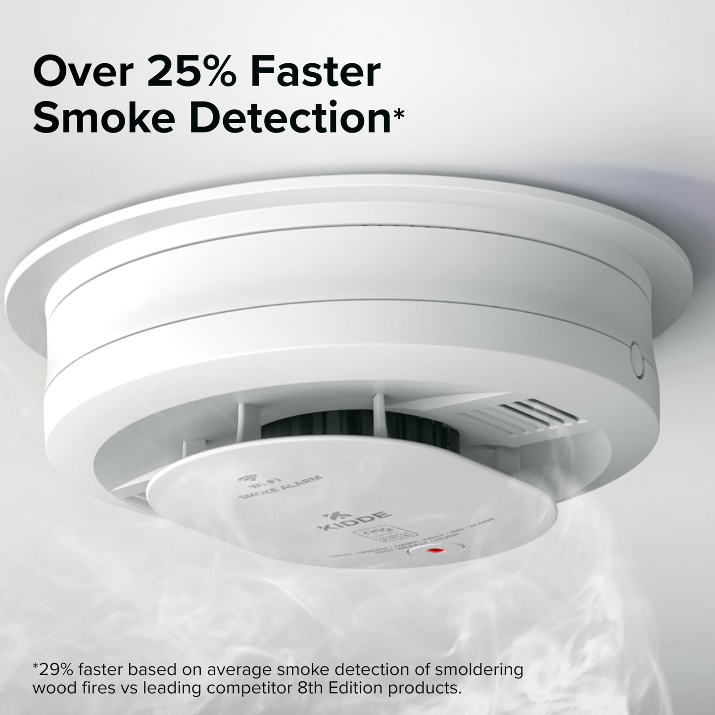 Kidde Smart Smoke Detector, Ring App Enabled for Real-Time Notifications, Hardwired Alarm, AA Backup Battery