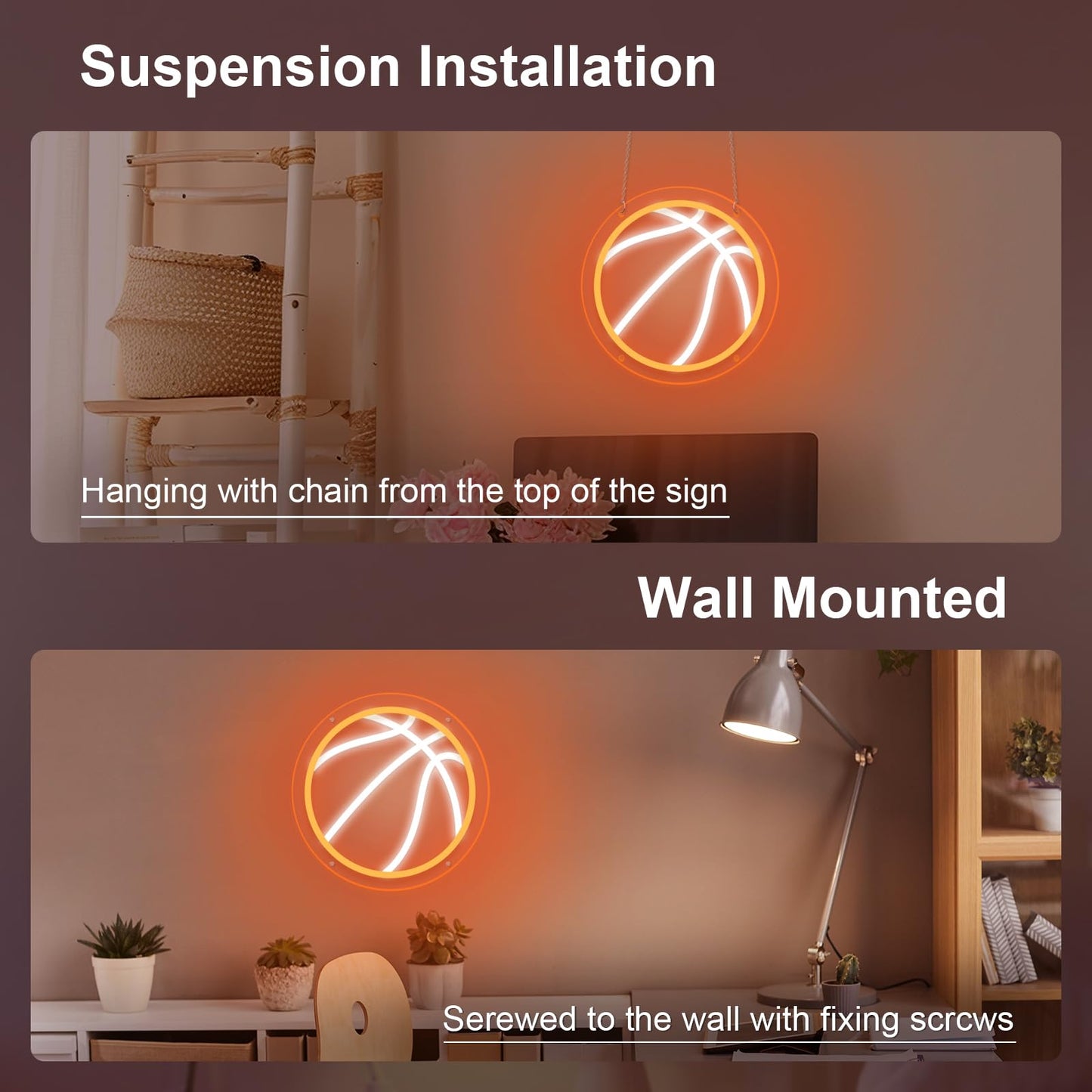Mupanvid Basketball Neon Sign  9.84?9.84 Inch Basketball Led Neon Light  Powered By Usb With Dimmable Switch  Sport Led Sign For Wall Decor  Bedroom Birthday Signs Kids Gift