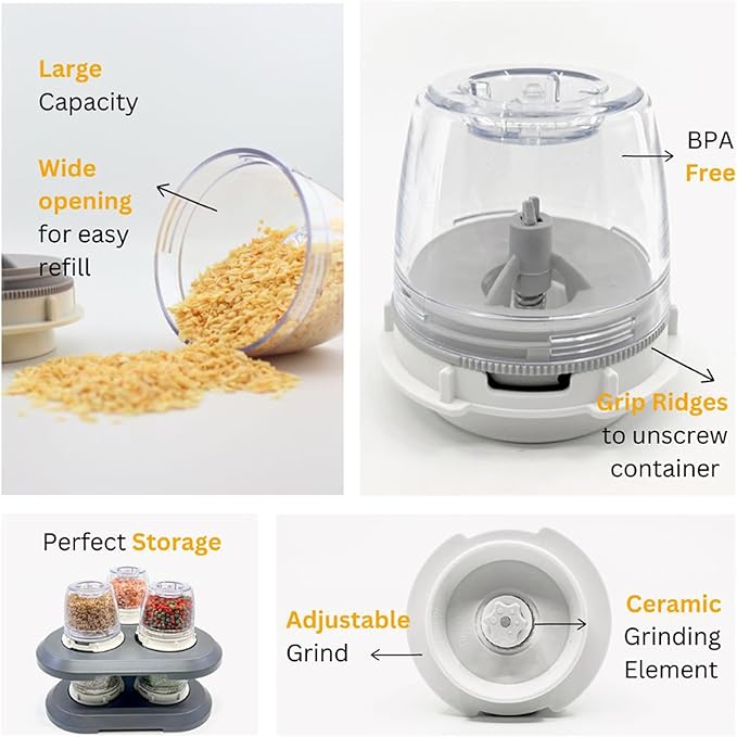 FinaMill Everyday Pod – Single Refillable Spice Pod for Everyday & Oily Spices, Adjustable Grind Size, Ceramic Grinder, Compatible with All FinaMill Spice Grinders, Home and Kitchen Gifts for Women