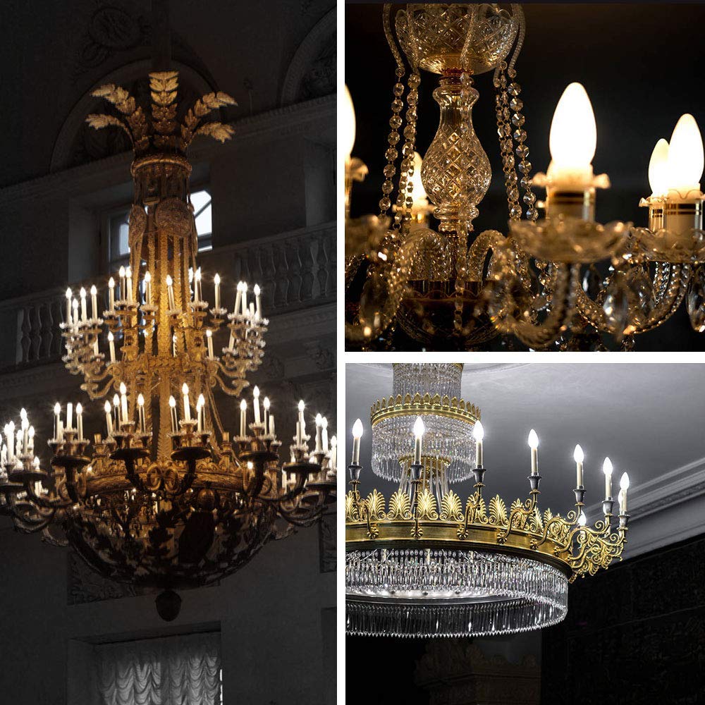 Energetic Lighting Led Candelabra Bulbs, 5000K Daylight, E12 Base, Dimmable, 60W Equivalent, 8 Pack, White