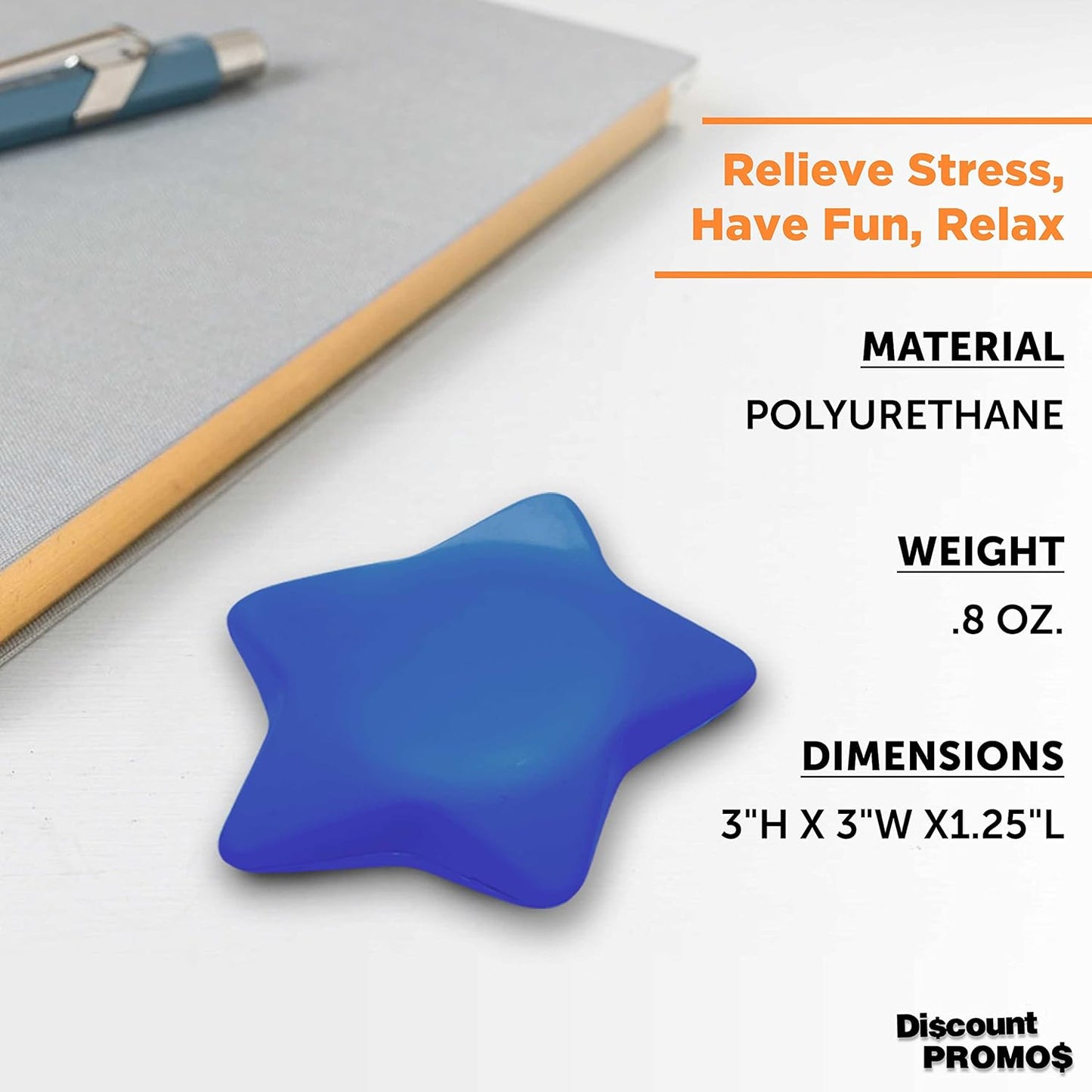 DISCOUNT PROMOS Star Squeeze Balls Set of 10, Bulk Pack - Anxiety Stress Relief, Perfect for Your Desk, Office or Home - Blue