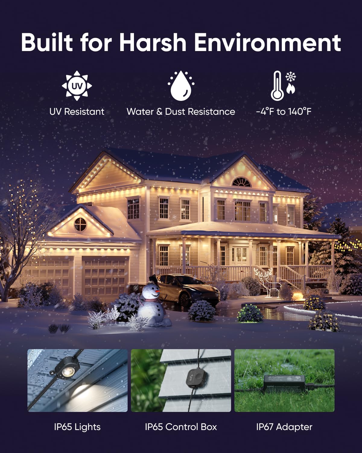 Eufy Permanent Outdoor Lights E22  100Ft With 60 Triple-Led Lights  Smart Rgbww  Daily And Holiday  Up To Ip67 Waterproof  Ai Lighting Themes For Halloween  Christmas  Links With Cameras  Black
