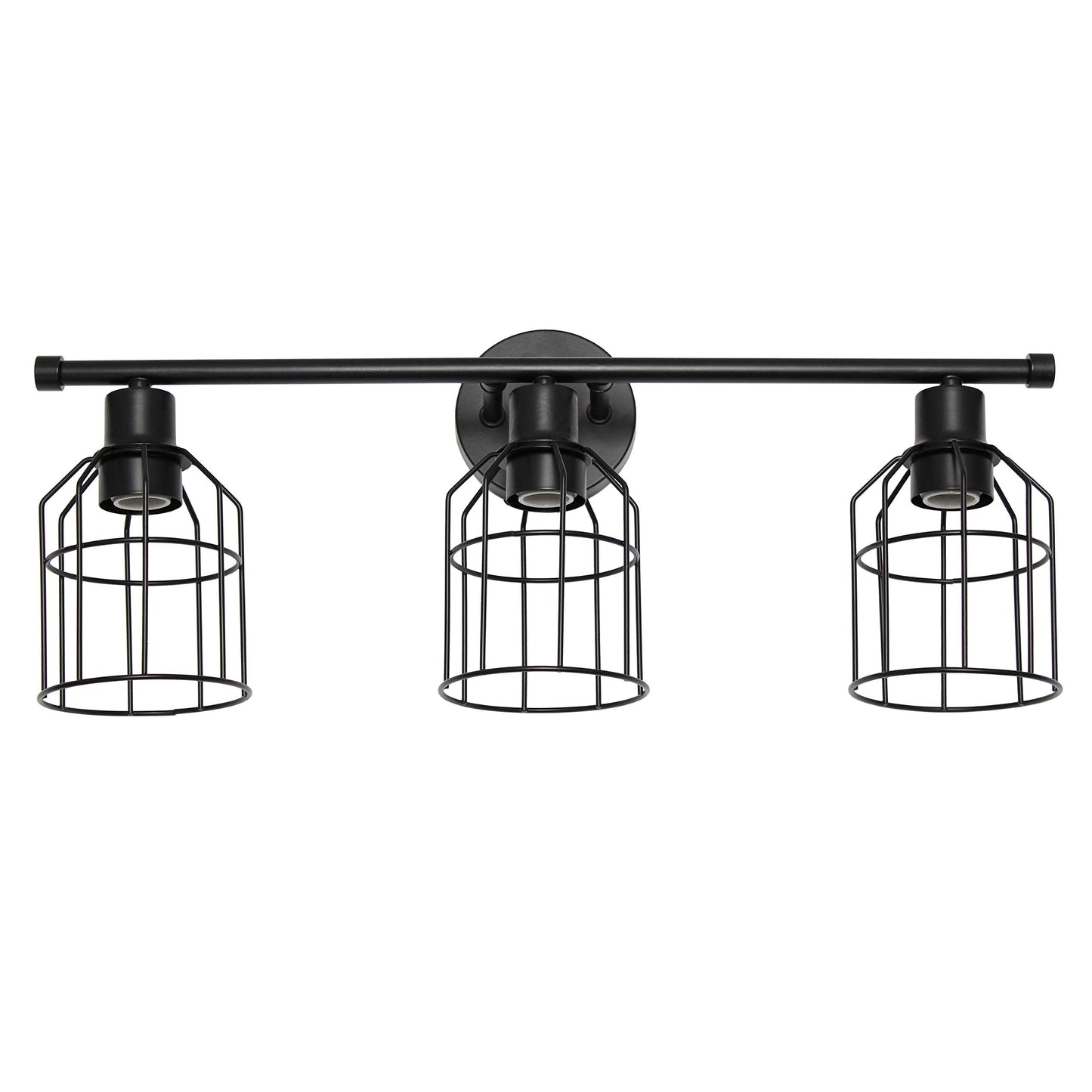 Elegant Designs VT1014-BLK 3 Light Cage Vanity Light, Iron, Matte Black