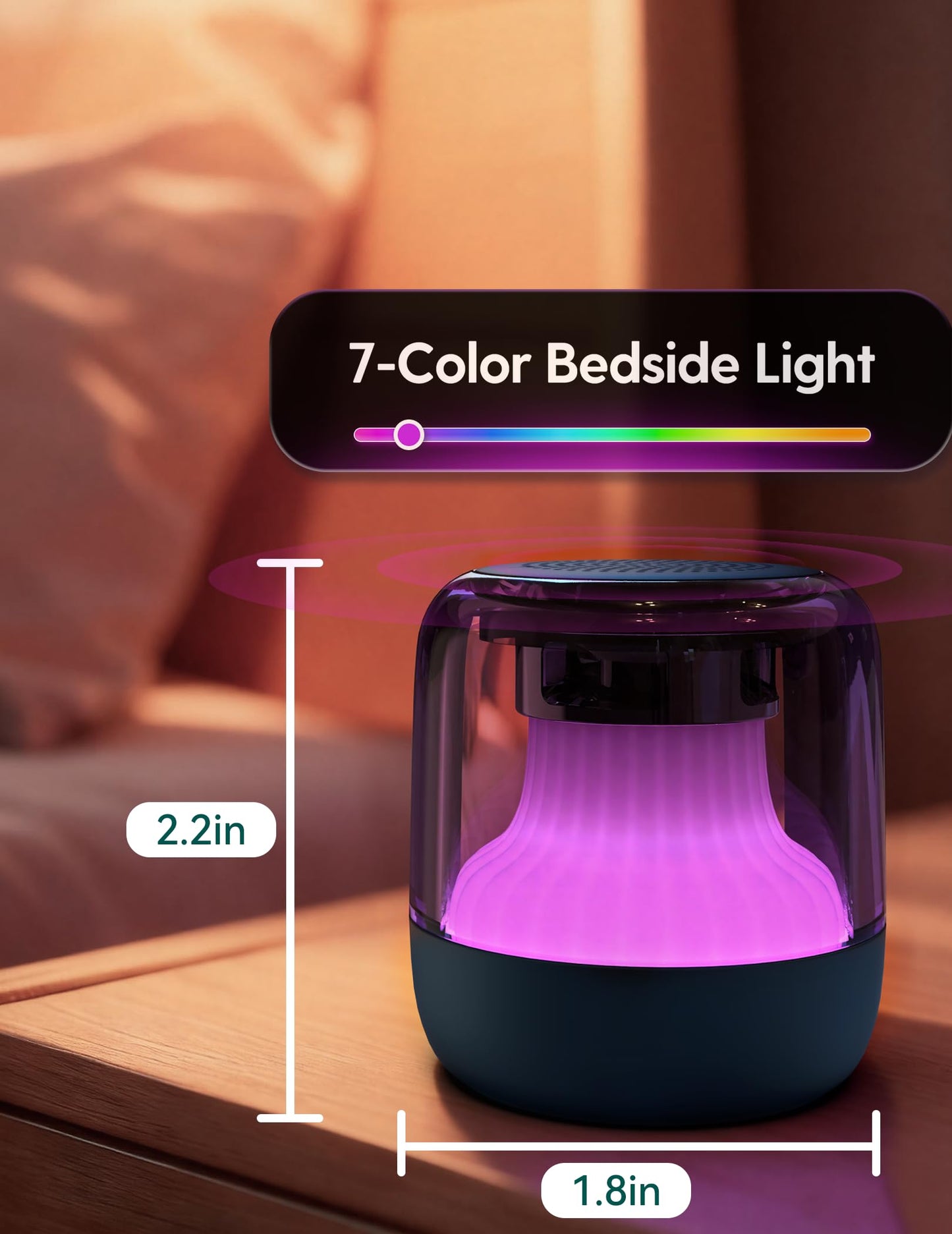 Babelio Pocket Glow White Noise Sound Machine - Upgraded 7 Color Night Lights, 20 Non-Looping Sounds, Timer & Memory Function, Portable for Adults & Babies, Black