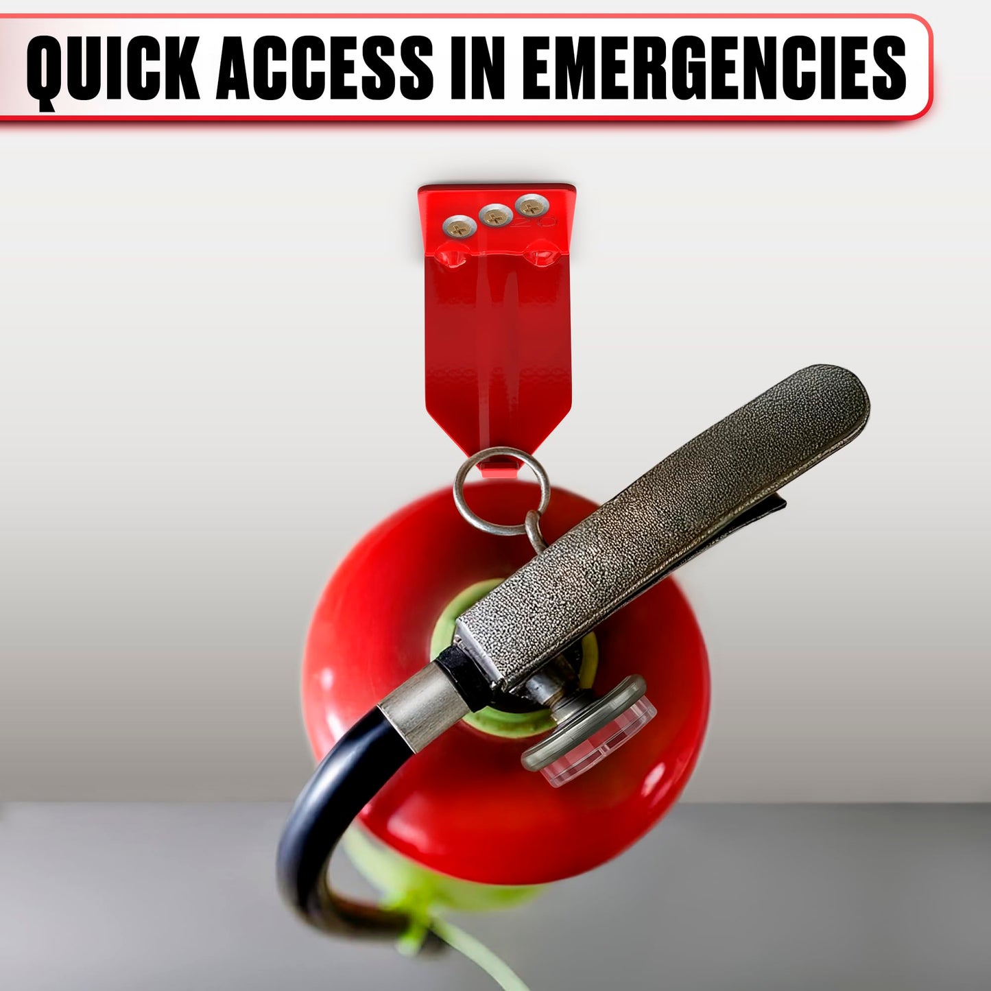 8 Pack Fire Extinguisher Hook - 2.36″ × 1.57″ × 2.36″ Fire Extinguisher Wall Mount Bracket, Hold Up to 20 lbs Each, Easy to Install, Includes Screw, Gaskets & Anchors, Good for Garage, Workshop, Home