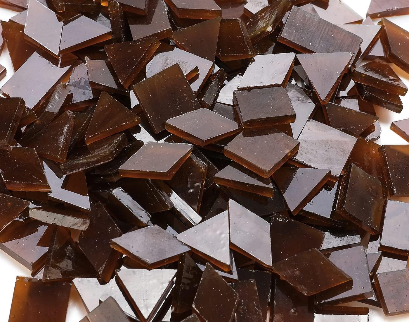 Lanyani Stained Glass Tiles for Mosaic, 200 Pieces Bulk Glass Mosaic Tile for Craft,Deep Brown