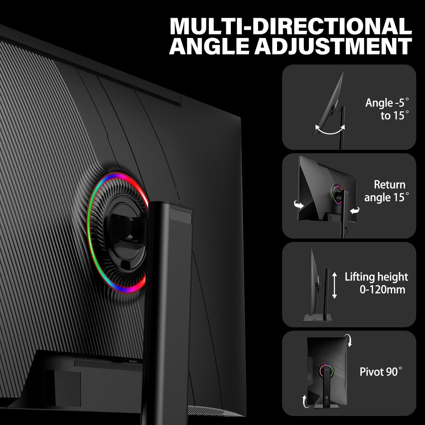 Gawfolk 27 Inch 4K Gaming Monitor IPS, UHD 3840 x 2160p 144Hz PC Computer Monitors IPS Screen for Home & Office, HDMI, DisplayPort, Wall Mount Compatible