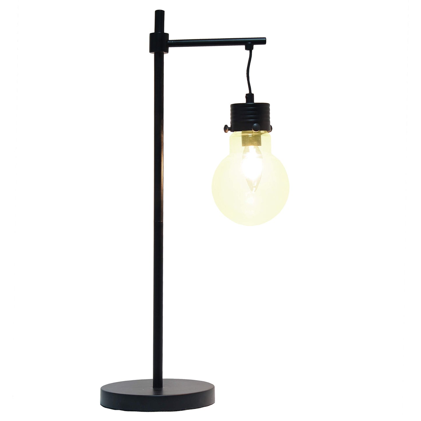 Elegant Designs LT1057-BLK Vintage Modern Edison Hanging Light Bulb Globe Table Lamp, Metal, Black